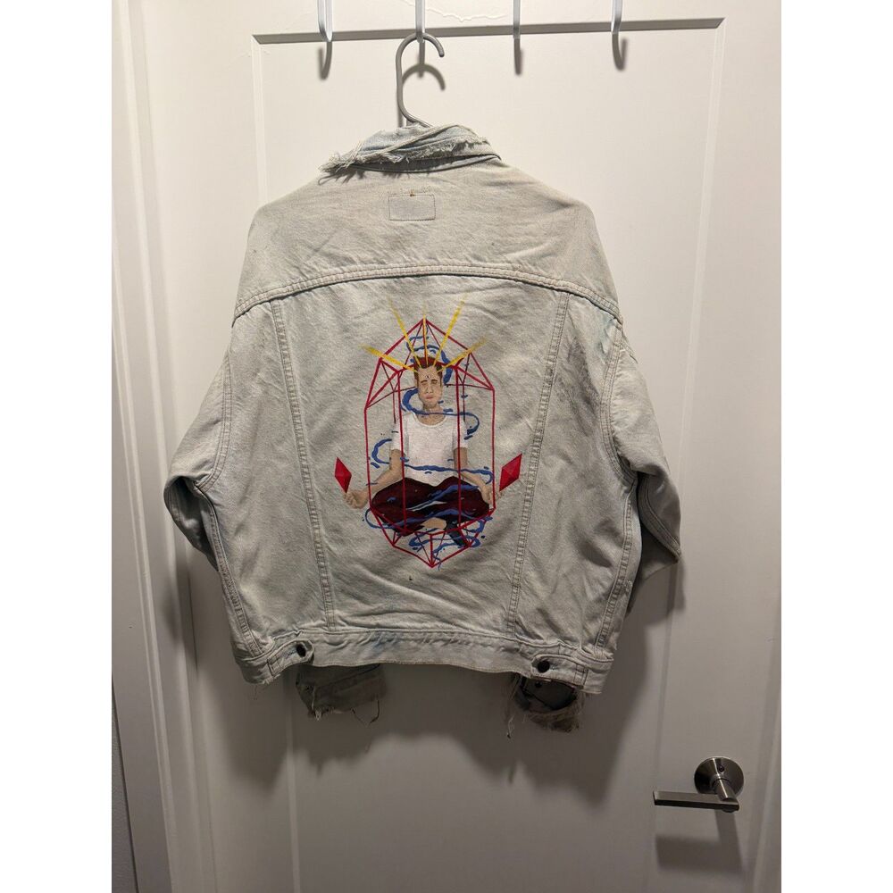 Vintage Levi's with Custom Hand Painted Back Denim Jacket Distressed 80s 90s